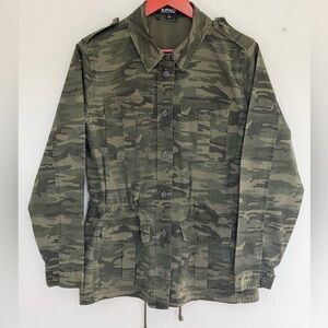 Buffalo David Bitton Camo Military Utility Jacket Cotton Green Size M Cargo